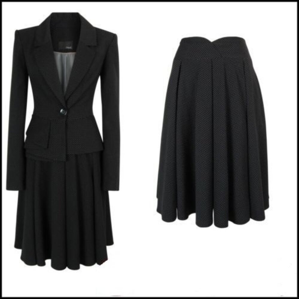 Unique Vintage Next Peplum B&W Suit Jacket And Skirt